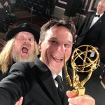 Jag och producenten Christer Åkerlund glada i New York efter att kammat hem vår Emmy Award 2016